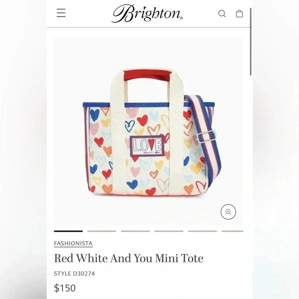 NWT Brighton Red/White & You Mini Summer Canvas Tote/Purse/Handbag - Picture 3 of 13